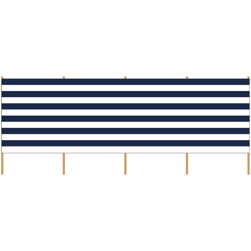 Gebro 2x Stuks strand/camping kunststof windscherm gestreept wit/blauw 2,25 meter x 120 cm -