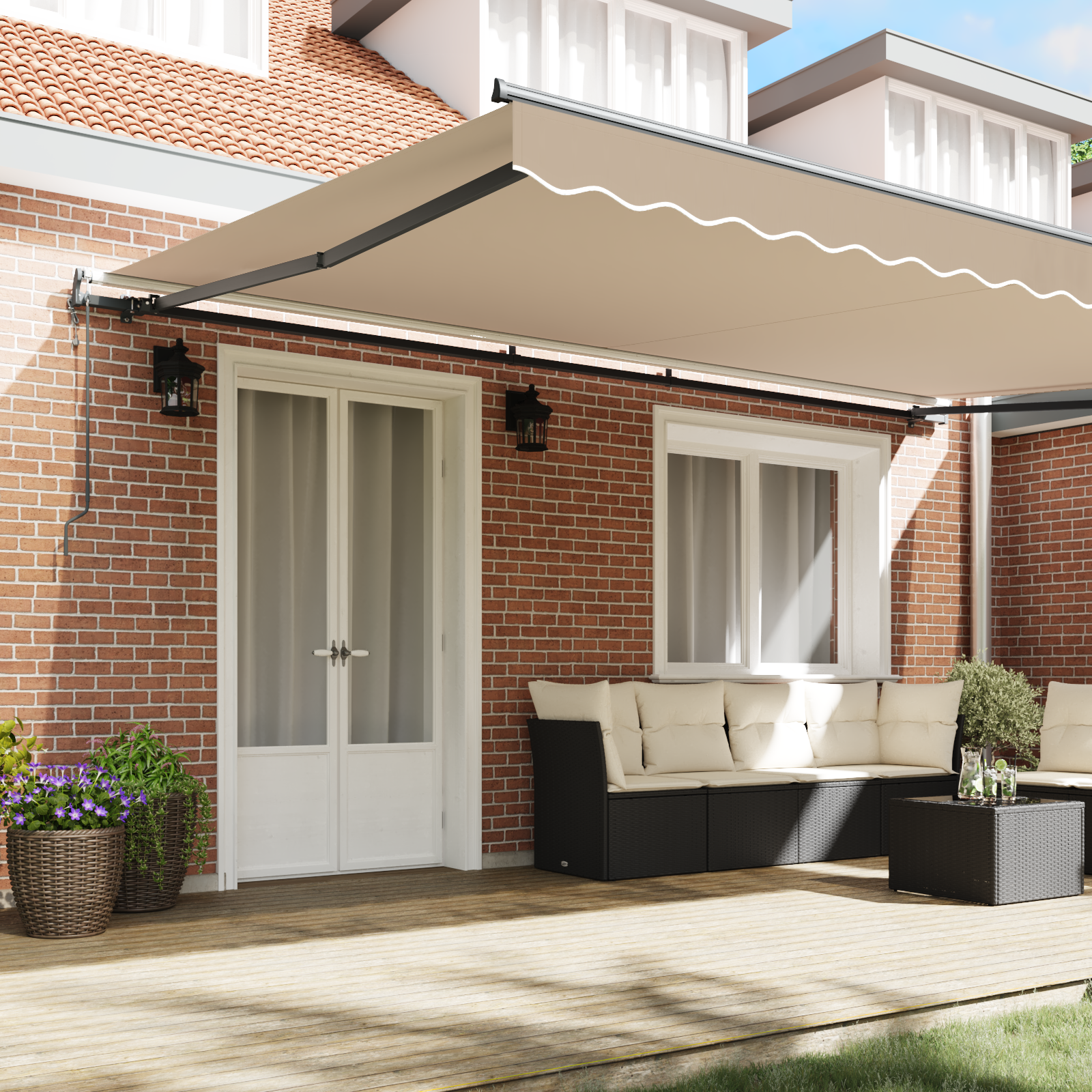 vidaXL automatische uittrekbare zonwering beige 500 x 300 cm