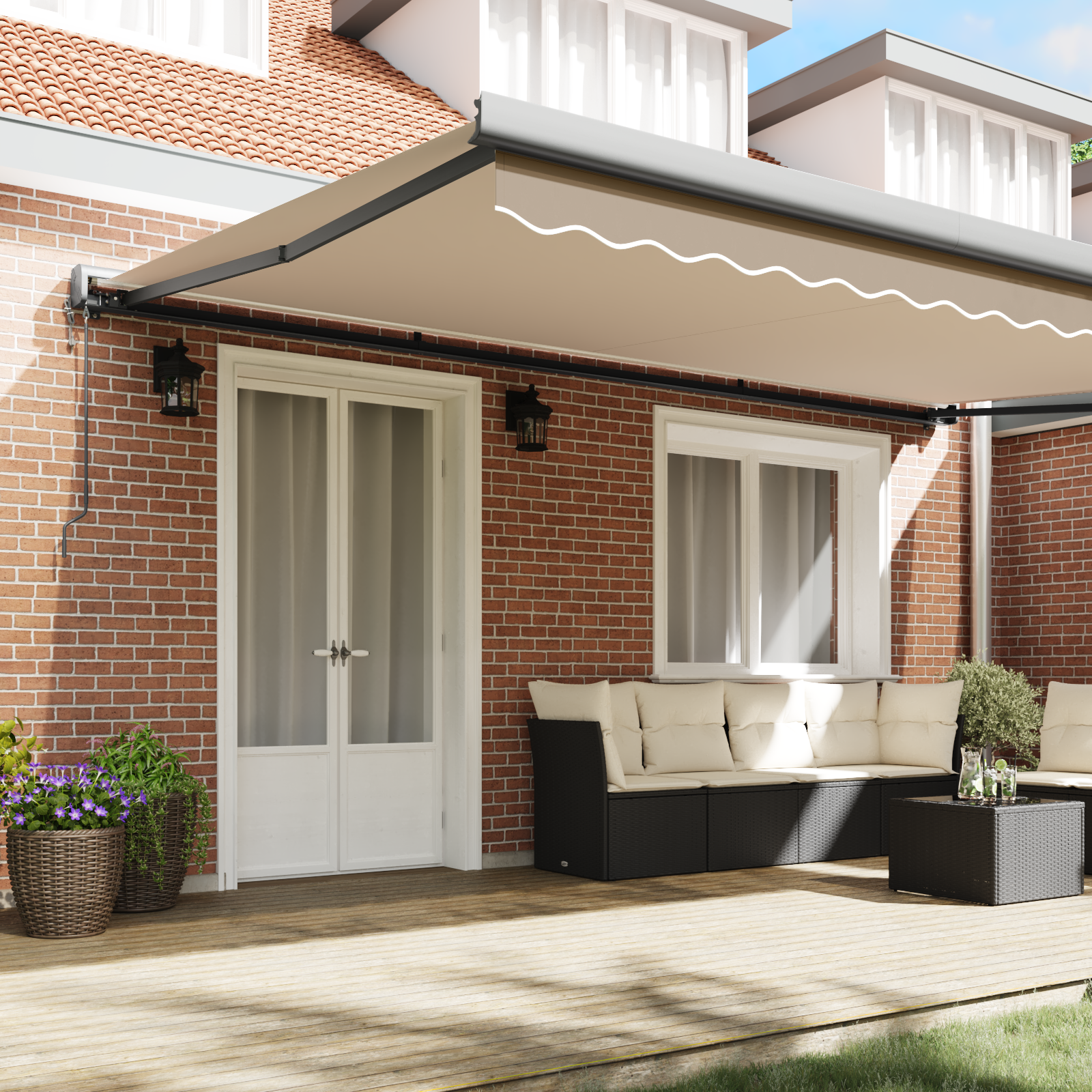 vidaXL Automatische Uittrekbare Luifel Beige 500x300 cm