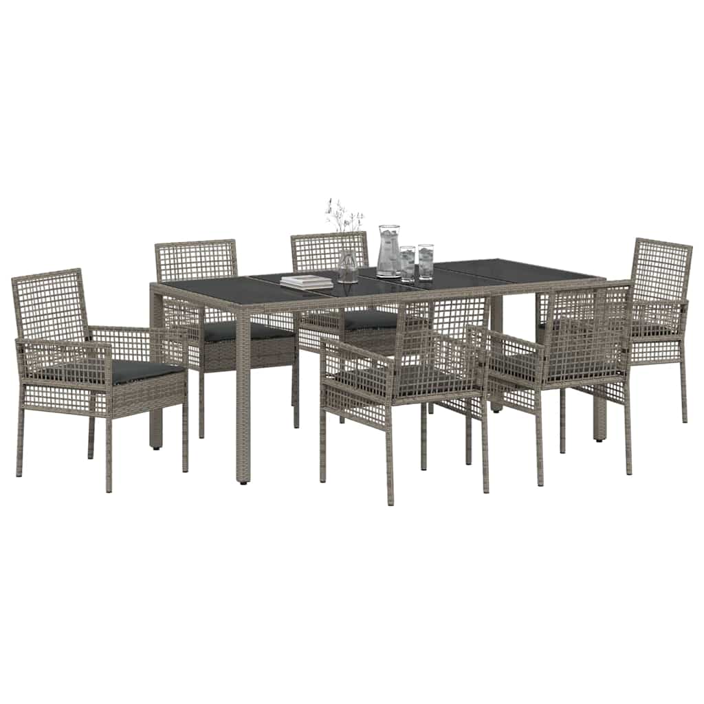 vidaXL Tuin Eetset 7 pcs Grijs 190 x 90 x 75 cm Poly rattan