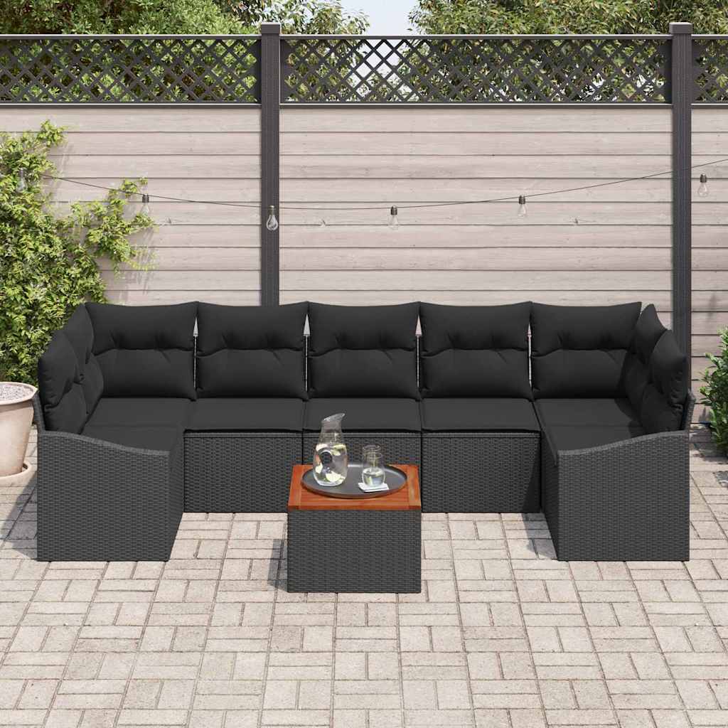 vidaXL Tuin Sofa Set 8 pcs Zwart 55 x 55 x 37 cm Riet, hout
