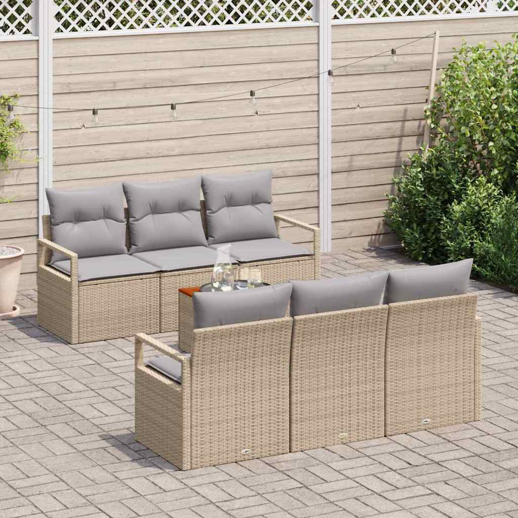 vidaXL Tuin Sofa Set Beige 7 pcs Beige, lichtgrijs Groot