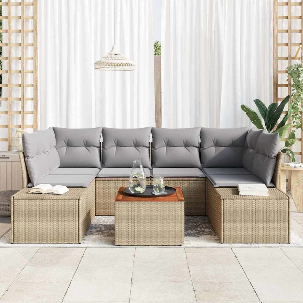 vidaXL Tuin Sofa Set 7 pcs Beige, lichtgrijs 55 x 55 x 37 cm