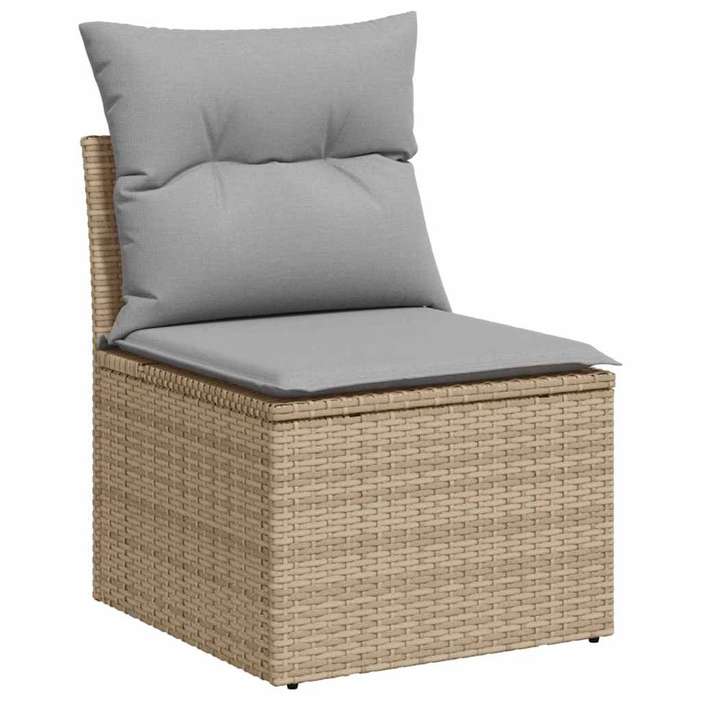 vidaXL 8-delige tuinbankenset met kussens in beige poly riet en acacia