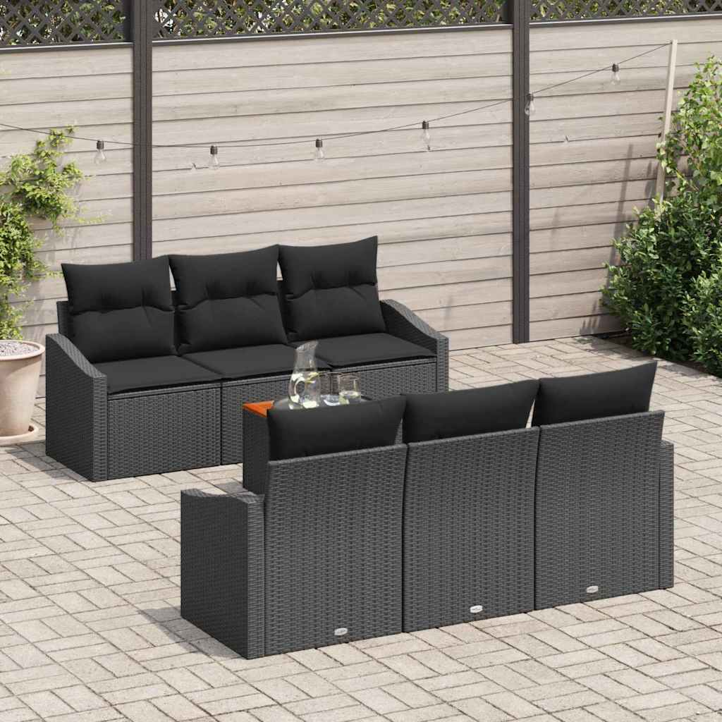 vidaXL Tuin Sofa Set 7 pcs Zwart 55 x 55 x 37 cm