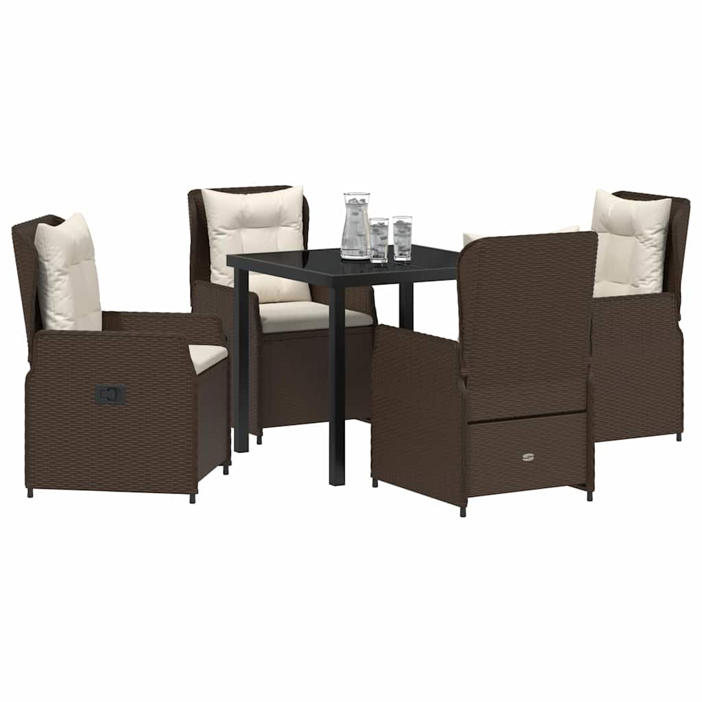 vidaXL 5-delige tuinset bruin poly rattan