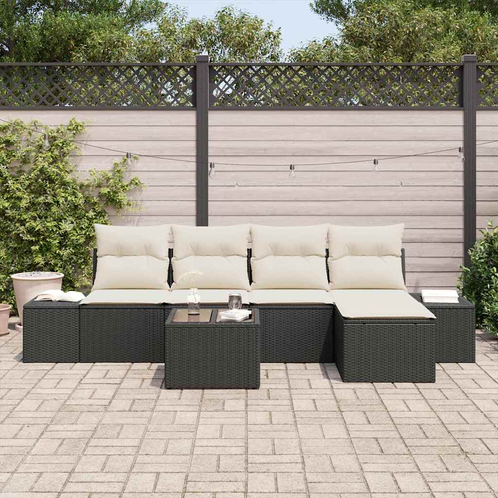 vidaXL 5-delige tuinsofa set met kussens in bruine poly rattan