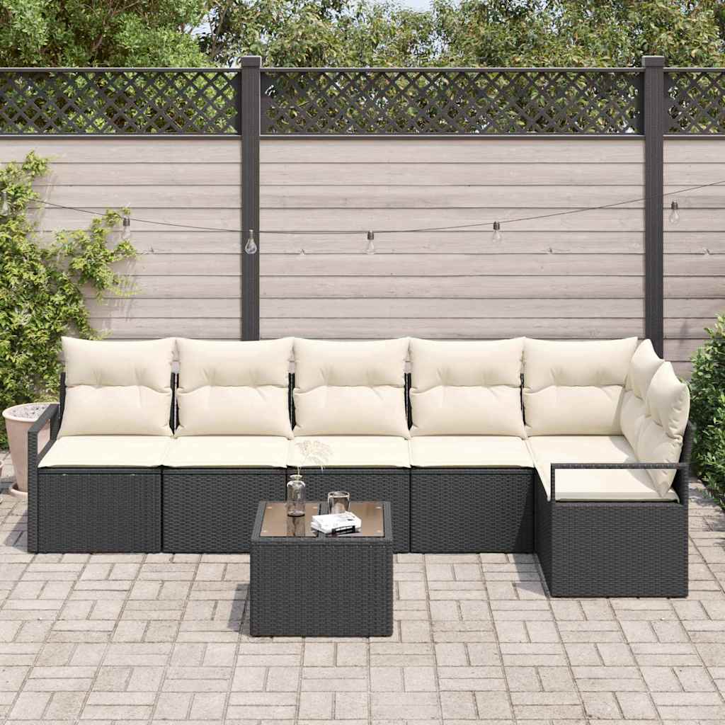vidaXL 6-delige tuinsofa set met kussens in bruin van poly rattan