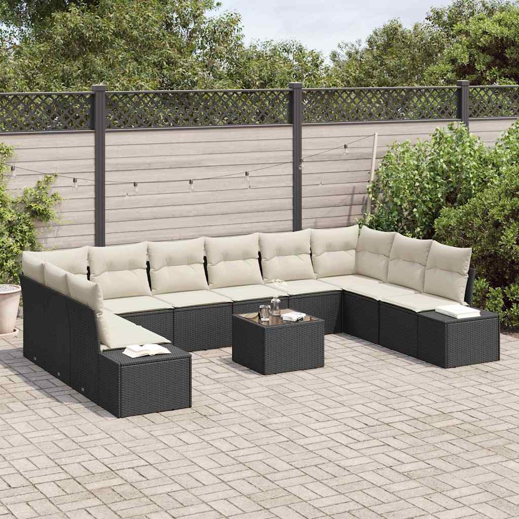 vidaXL 10-delige Tuinsofa Set met Kussens - Bruin Poly Rattan