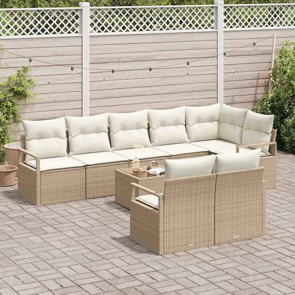 vidaXL 9-delige tuinbankset met kussens in bruin van poly rattan