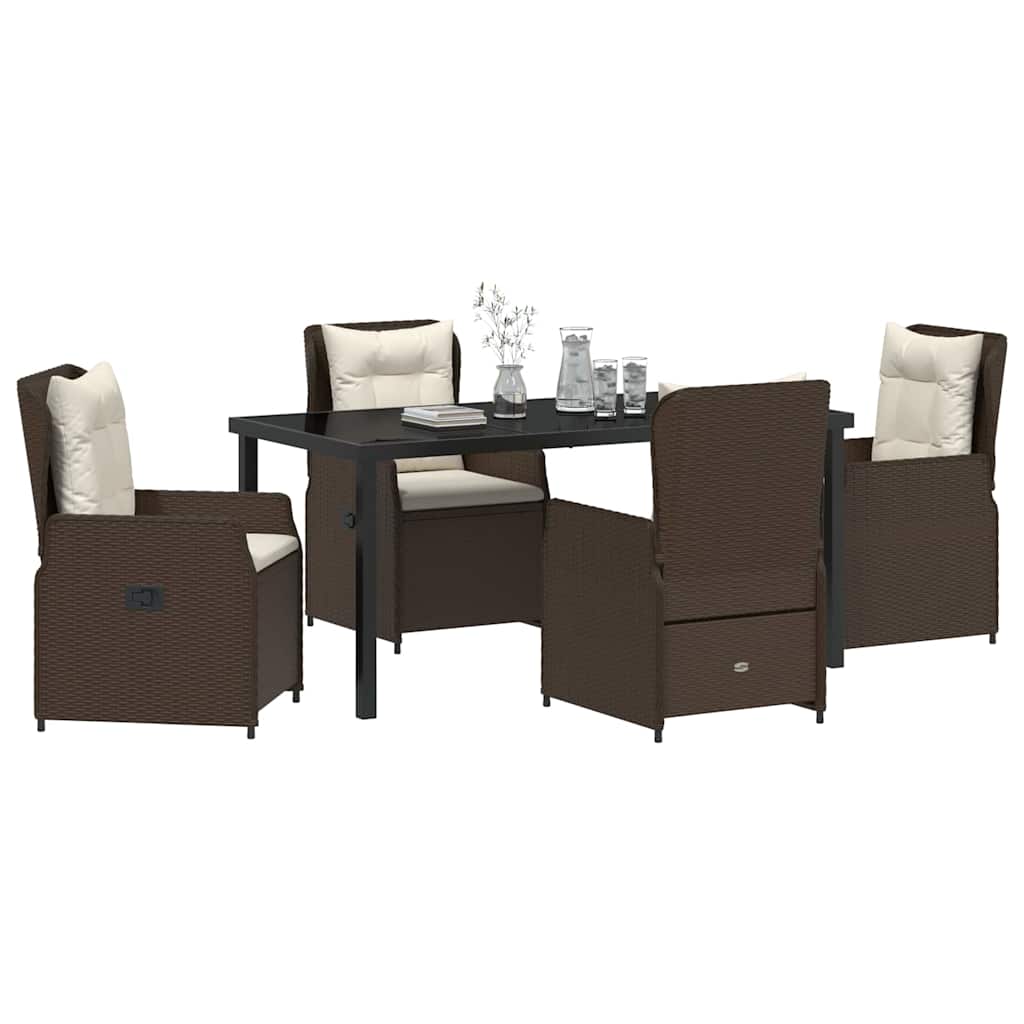 vidaXL 5-delige tuin eetset Bruin Poly Rattan