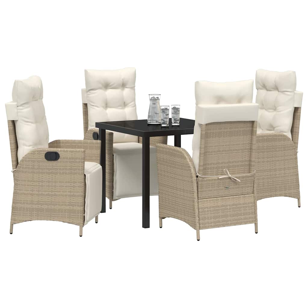 vidaXL 5-delige Tuinset Beige Poly Rattan