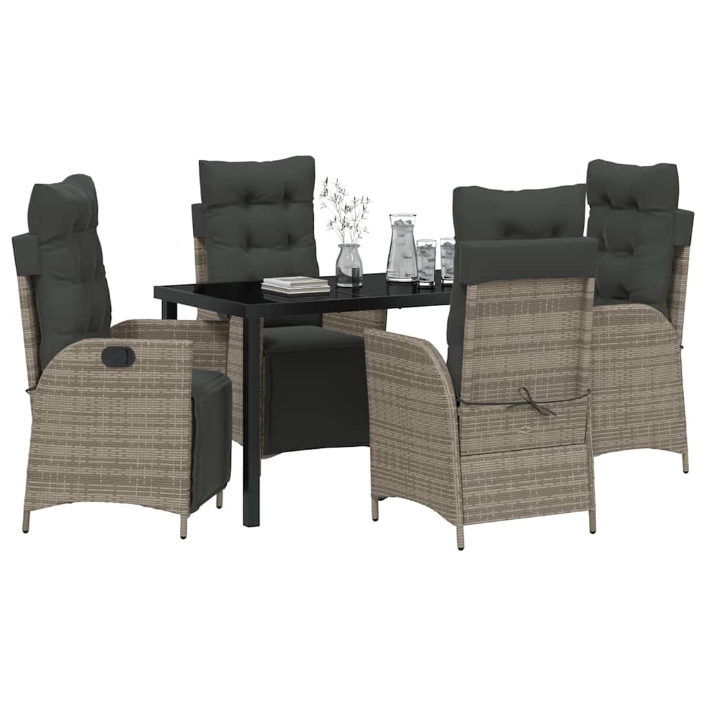 vidaXL 5-delige Tuin Eetset Grijs Poly Rattan