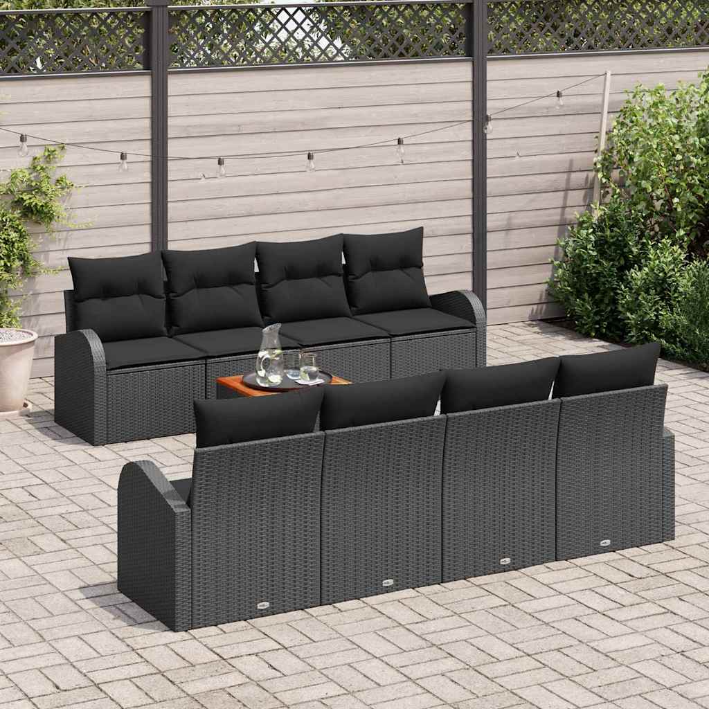 vidaXL Tuin Sofa Set 9 pcs Zwart Large Poly Rattan, Metaal