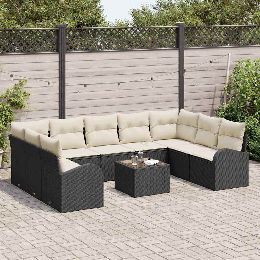 vidaXL 9-delige Tuinbankenset met kussens poly rattan bruin