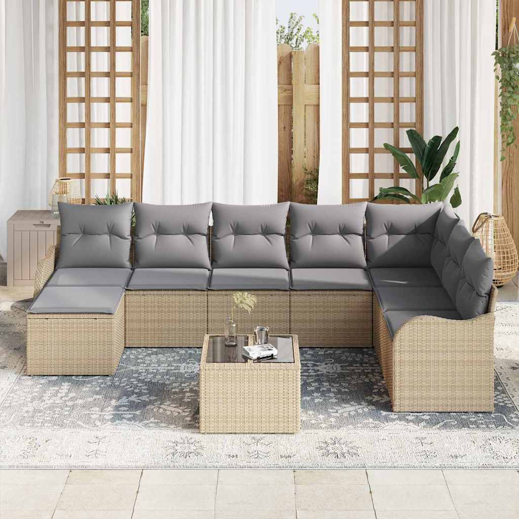 vidaXL 9-delige Tuin Sofa Set met Kussens in Zwart Poly Rattan