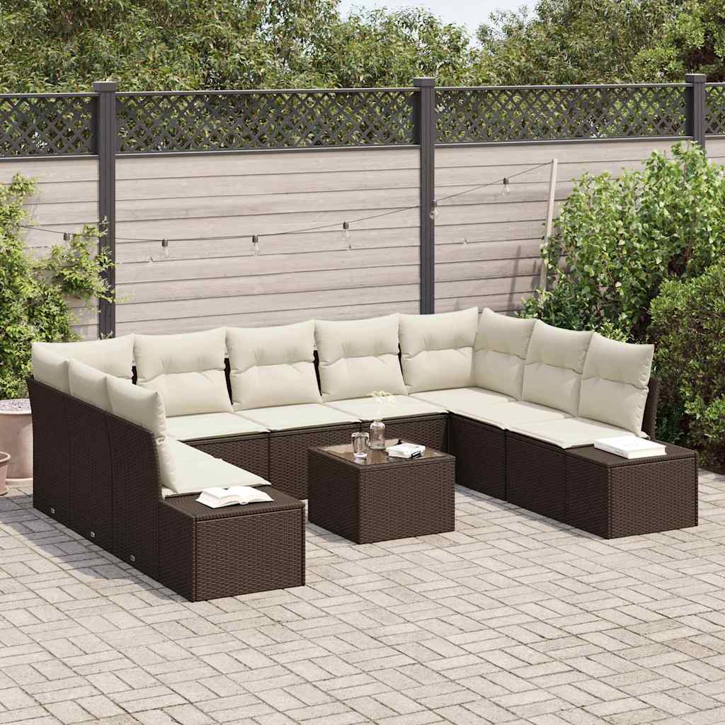 vidaXL 9-delige tuinsofa set met kussens - Grijs poly riet
