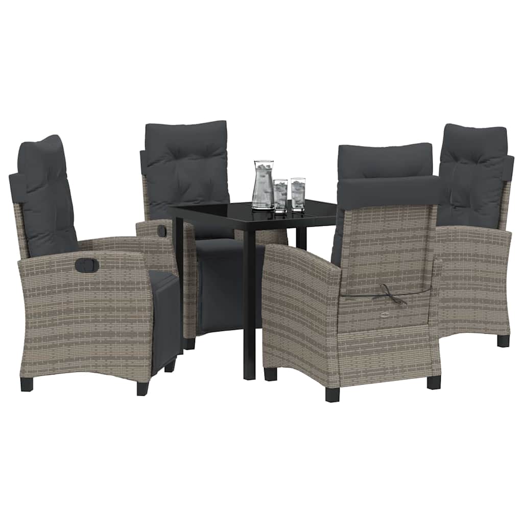 vidaXL 5 Delen Tuin Eetset Grijs Poly Rattan