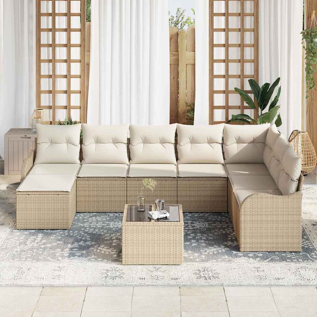 vidaXL 9-delige Tuin Sofa Set met Kussens Bruin Poly Rattan