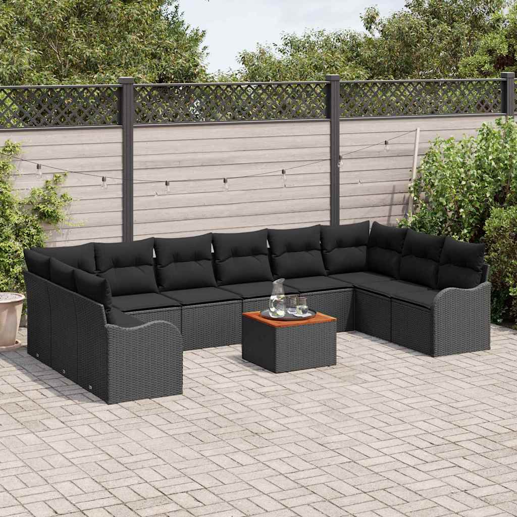 vidaXL Tuin Sofa Set 11 pcs Zwart Groot Rattan