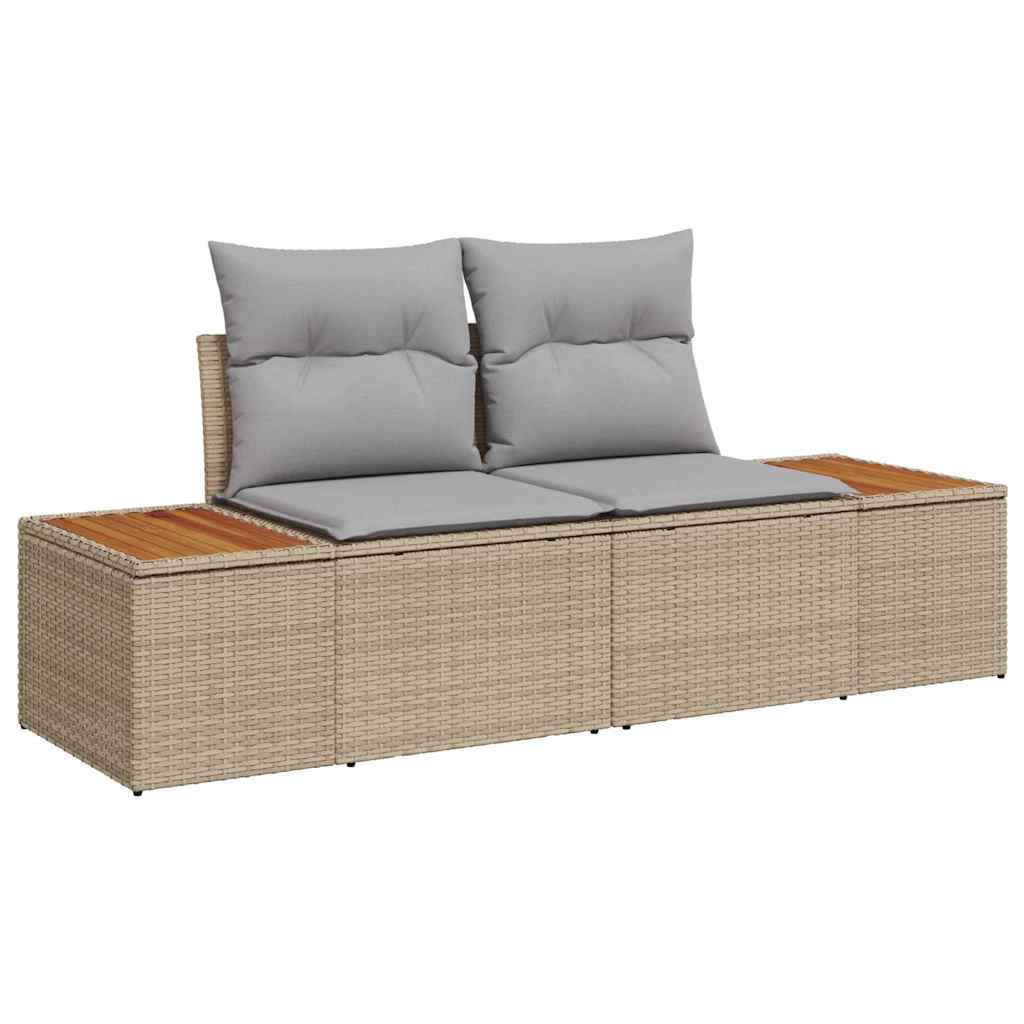 vidaXL 9-delige tuinzitset met kussens in beige polyrotan