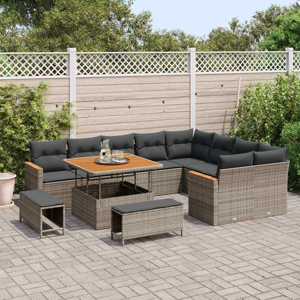vidaXL 12-delige tuinsofa set met kussens in grijs