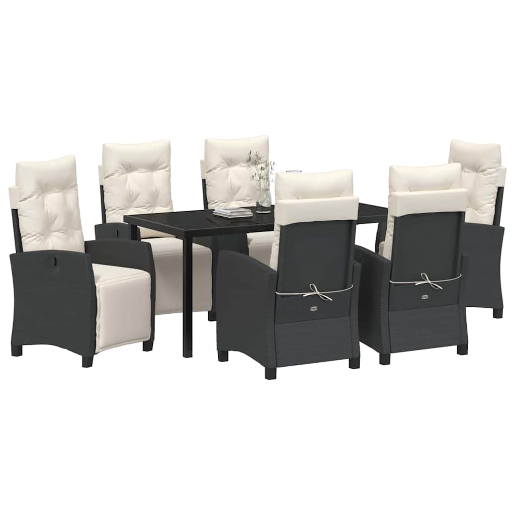 vidaXL 7-delige tuin eetset, zwart poly rattan