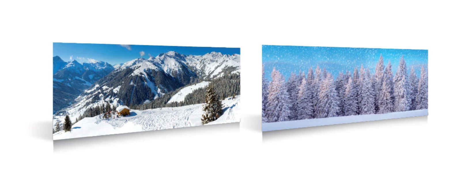 My village Achtergronddoek dubbelzijdig wintersport en bos 98x33 cm - 