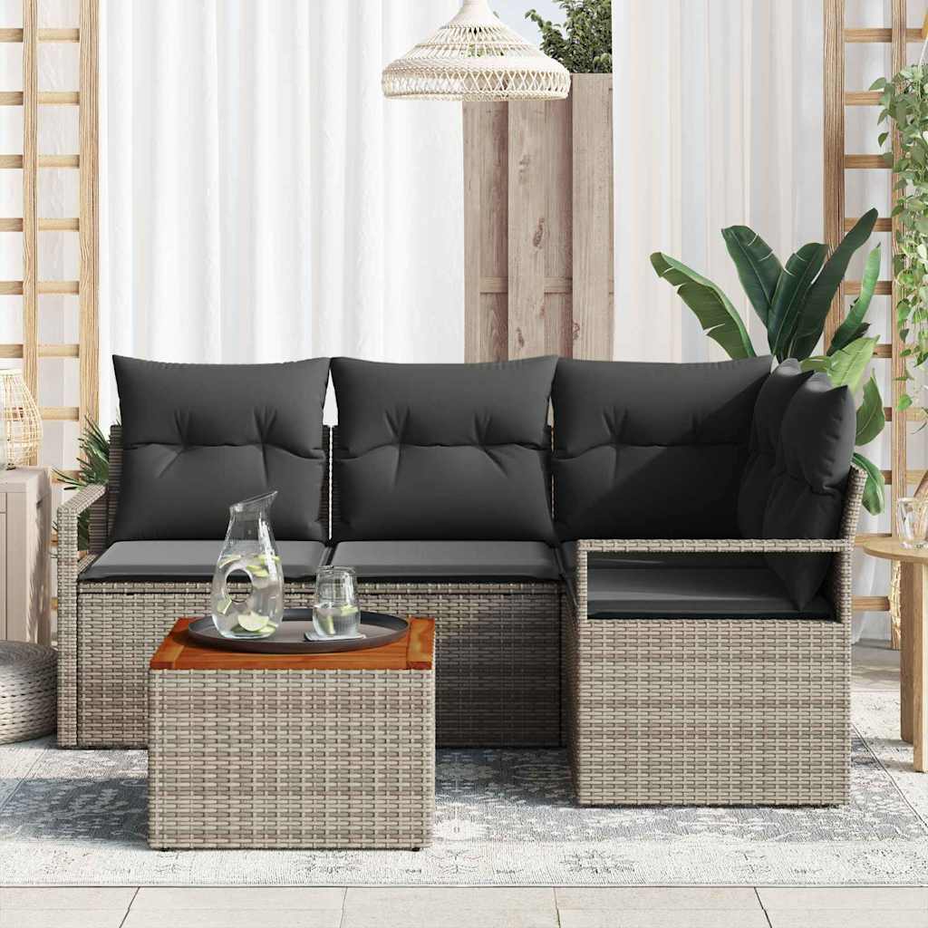 vidaXL Tuin Sofa Set 5 pcs Grijs Groot Rattan