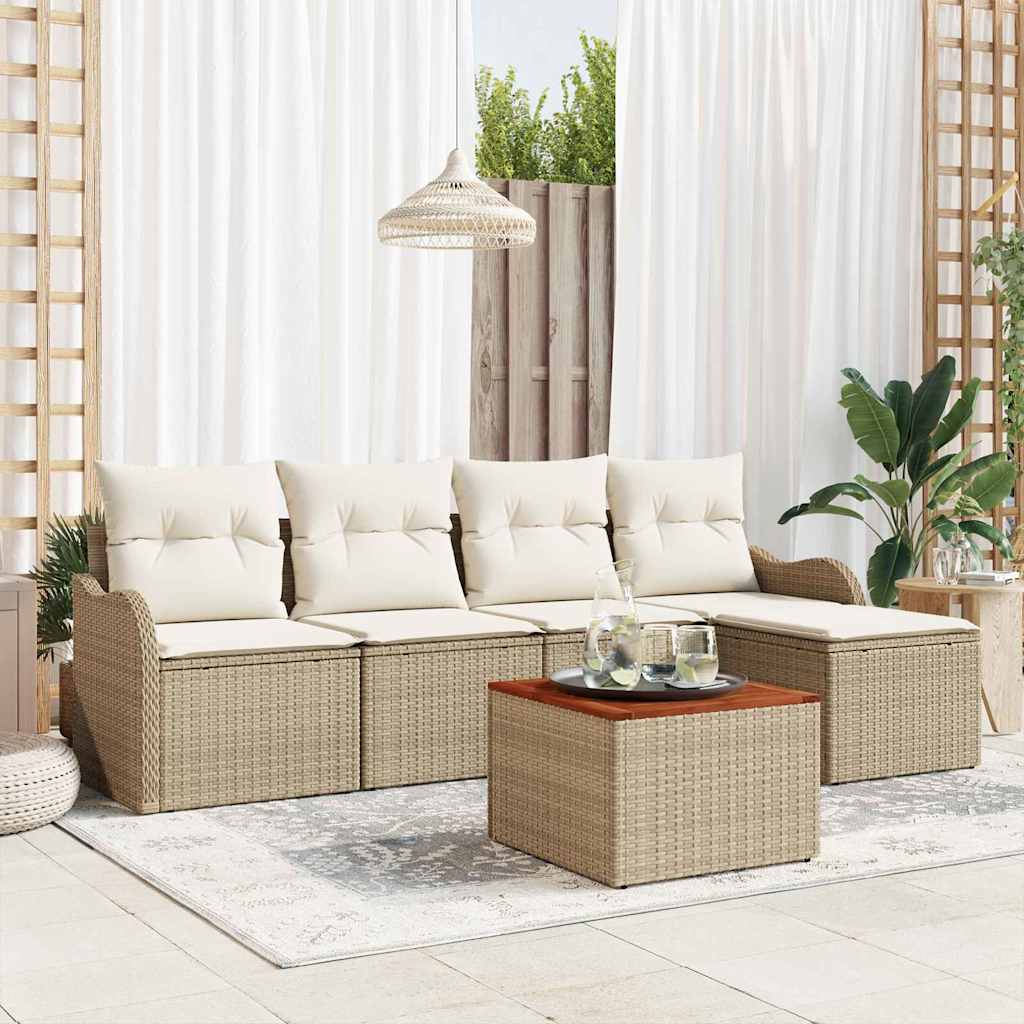vidaXL Tuin Sofa Set 6 pcs Beige, wit