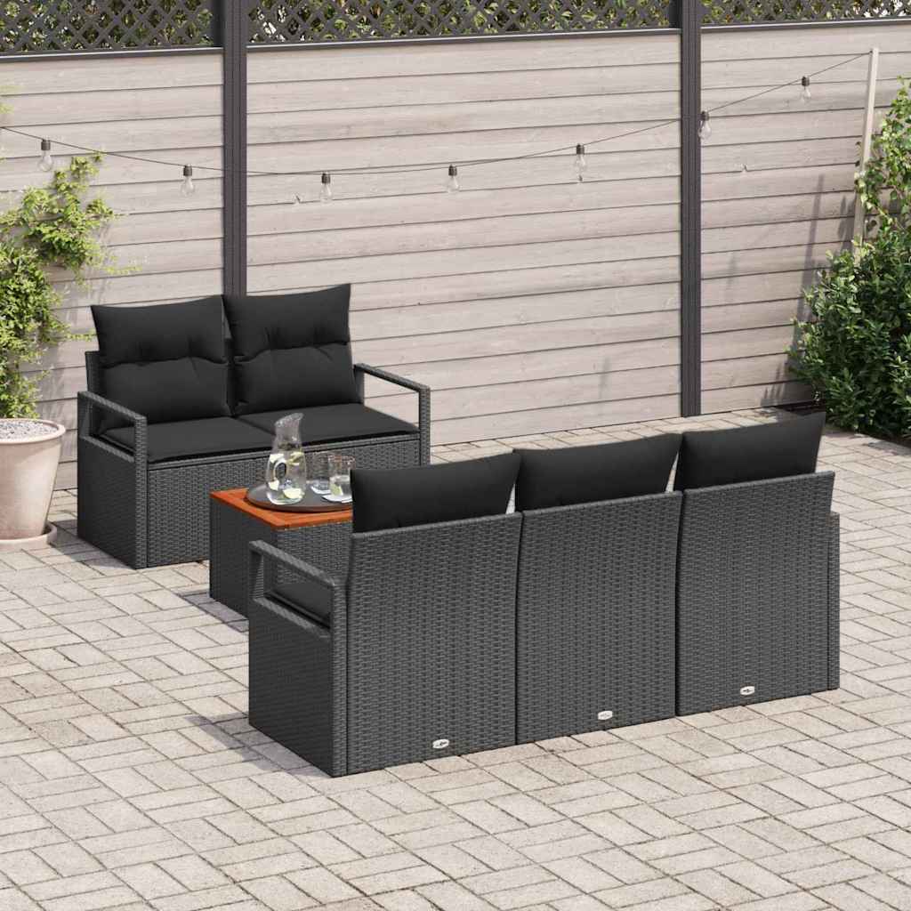 vidaXL Tuin Sofa Set 6 pcs Zwart Standaard Poly Rattan, Staal