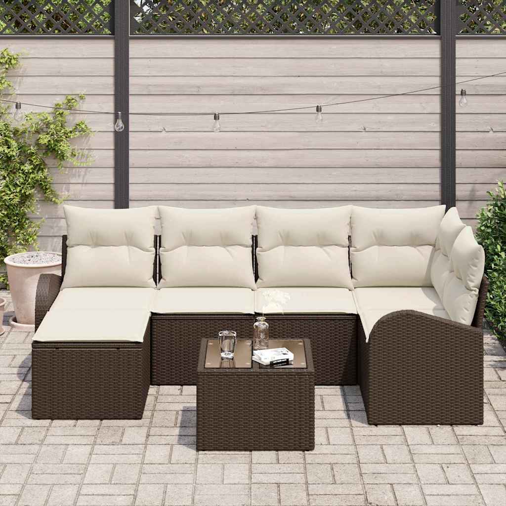 vidaXL 6-delige tuinset met kussens van grijze poly rattan