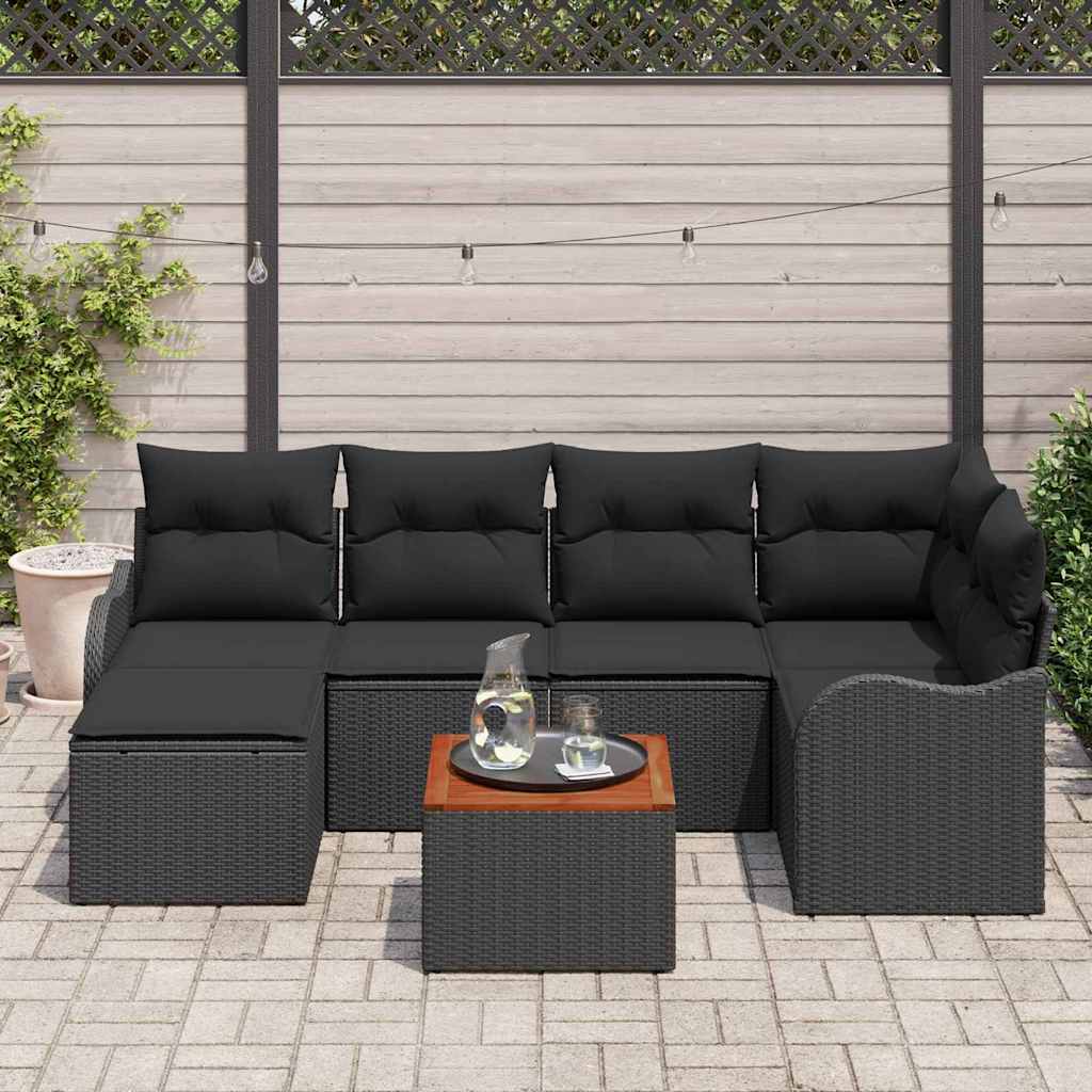 vidaXL Tuin Sofa Set 7 pcs Zwart Groot