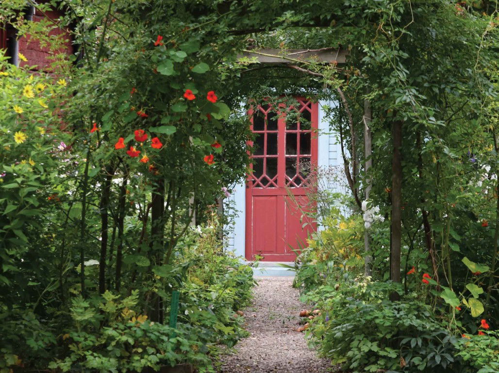 Customize it Poort deur 70x50cm Tuinschilderij - 