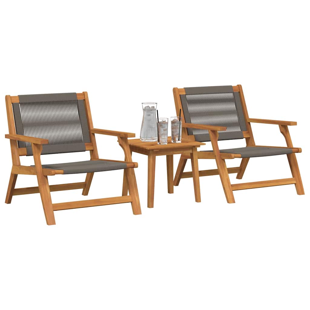 vidaXL Tuinstoelen met Tafel 3 stuks Grijs Massief Acaciahout