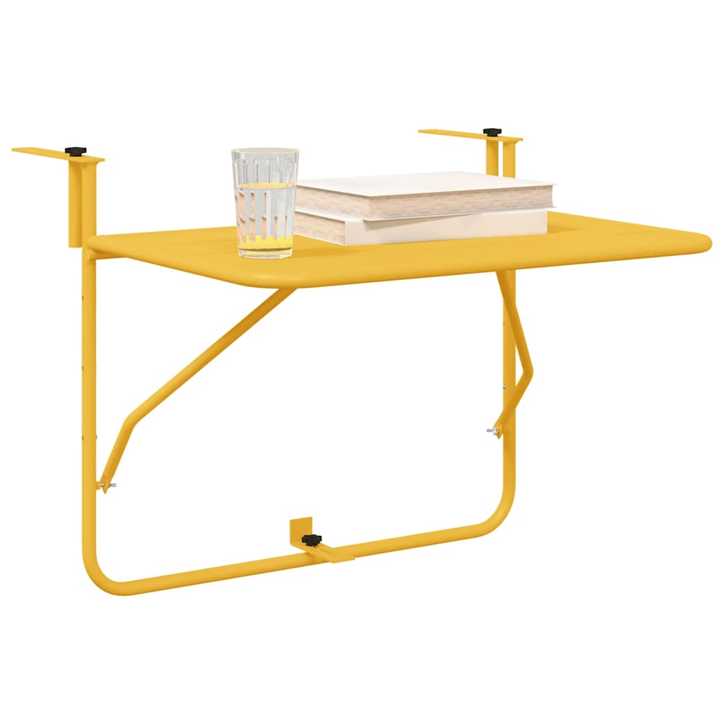 vidaXL Balkontafel hangend inklapbaar 60x40 cm staal mosterdgeel