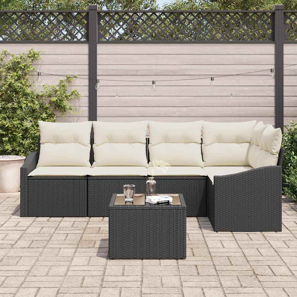 vidaXL 5-delige tuinset met kussens bruin poly rattan