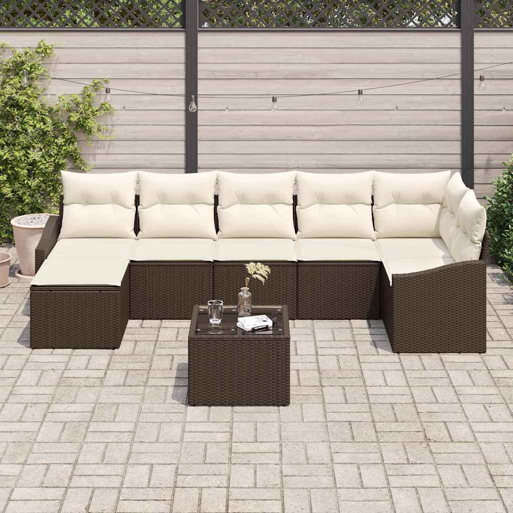 vidaXL 7-delige tuinset met kussens in grijs poly rattan