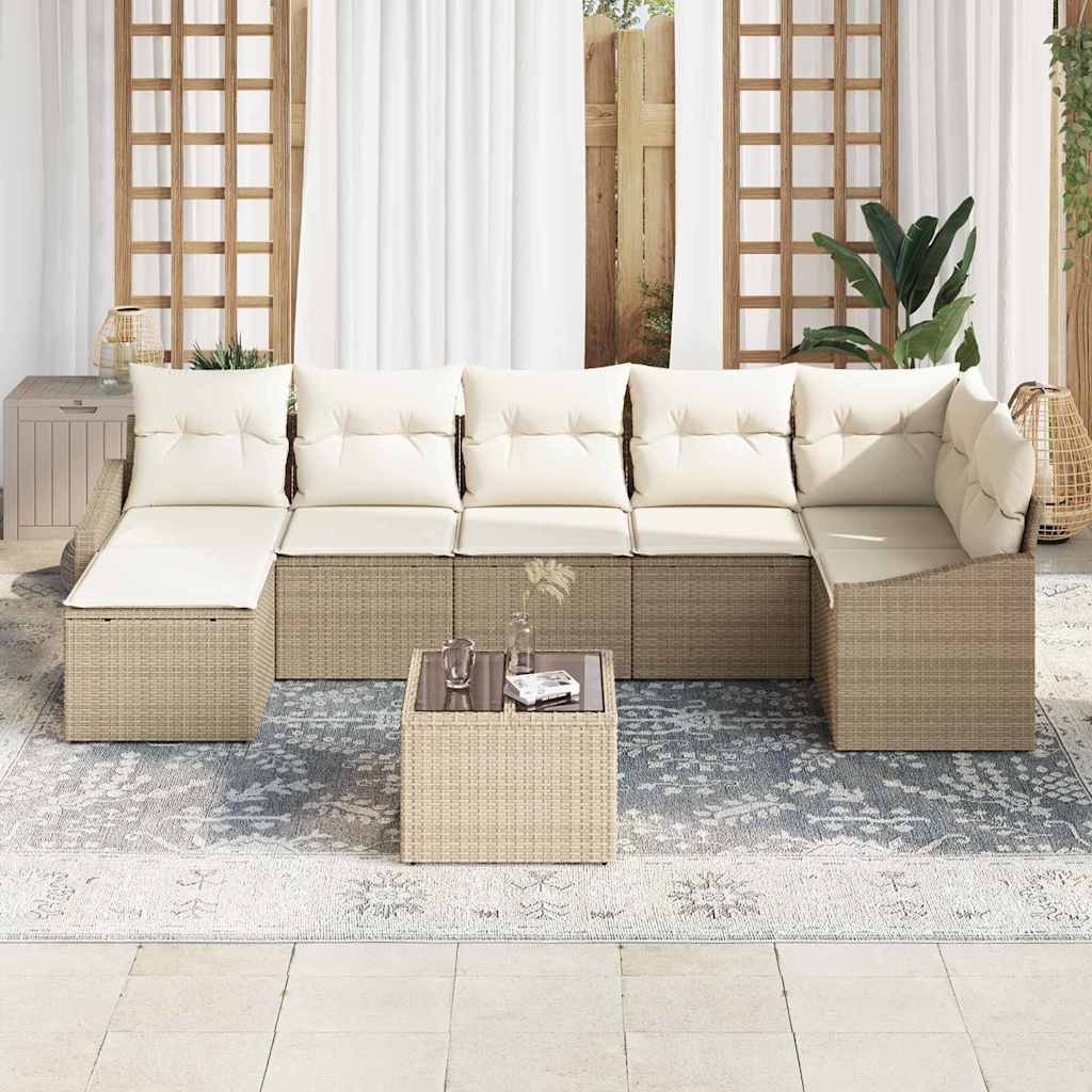 vidaXL 8-delige tuinset met kussens in bruin poly rattan