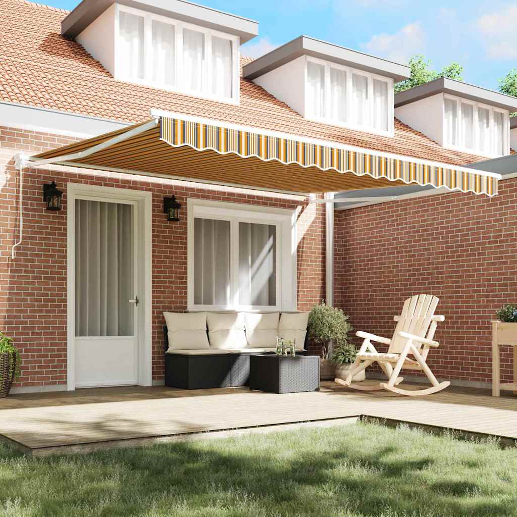 vidaXL Handmatig Uittrekbaar Schaduwdoek Multikleur Streep 400x300 cm