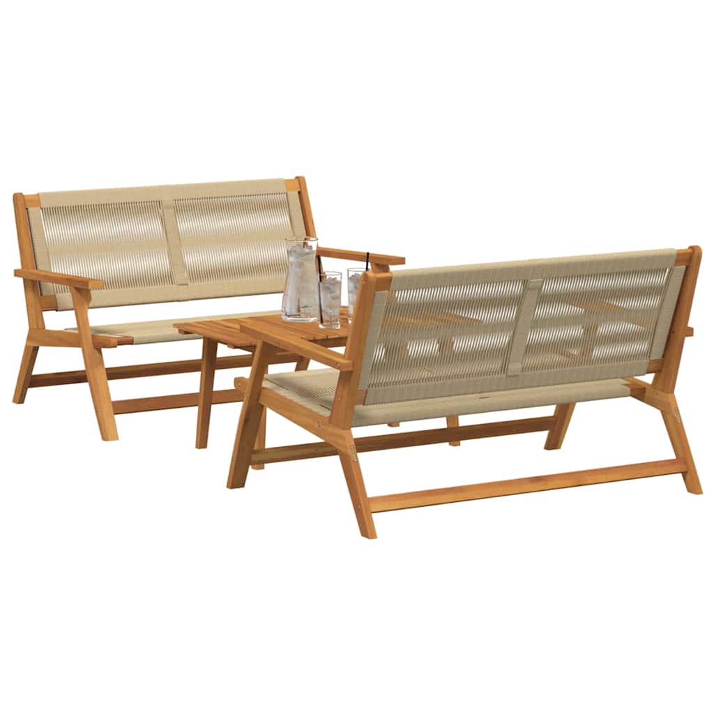 vidaXL 3-delige set tuinstoelen met tafel in beige van massief acaciahout