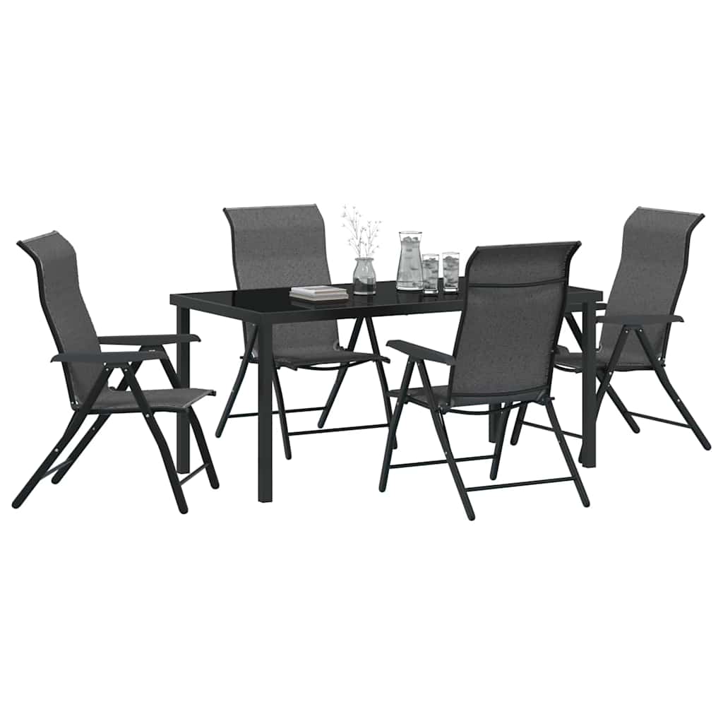 vidaXL 5 Delige Tuin Eettafelset Grijs Poly Rattan