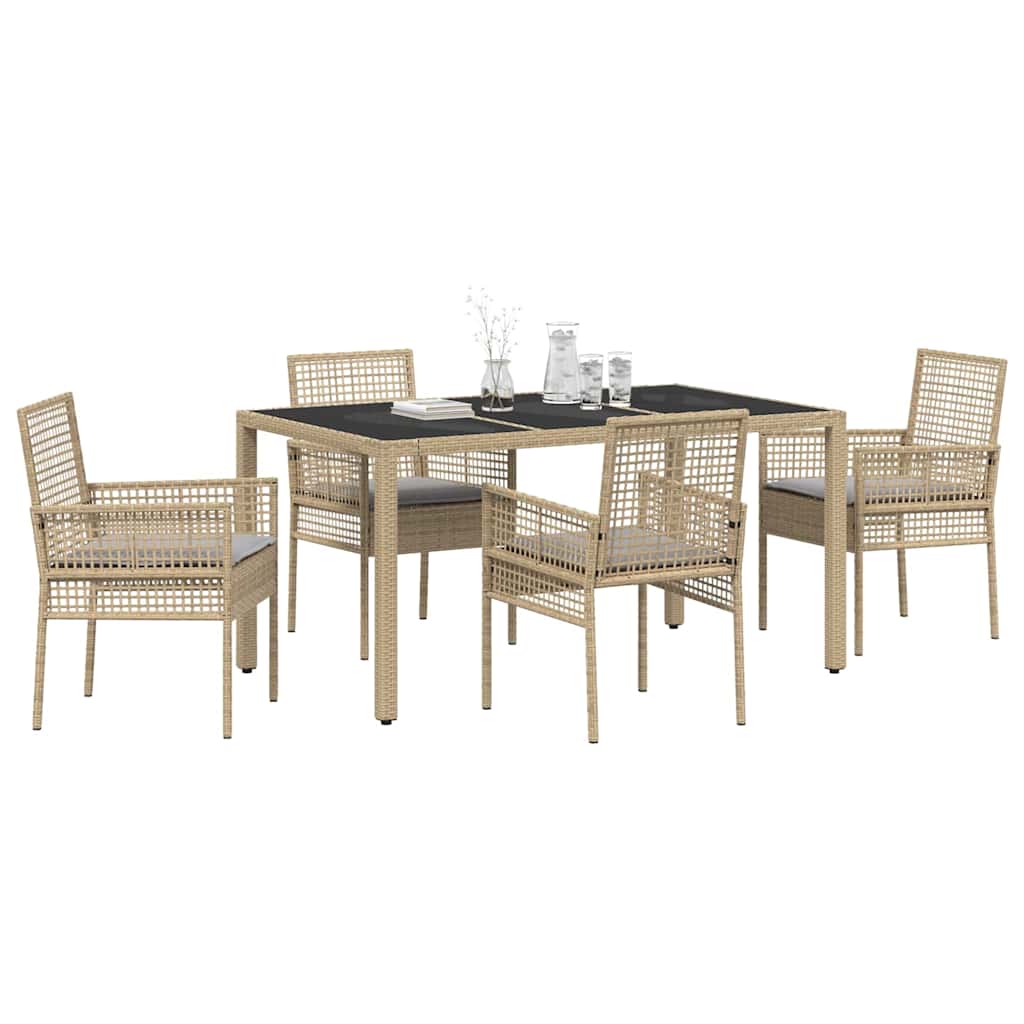vidaXL Tuin Eetset 5 pcs Beige 150 x 90 x 75 cm Poly rattan