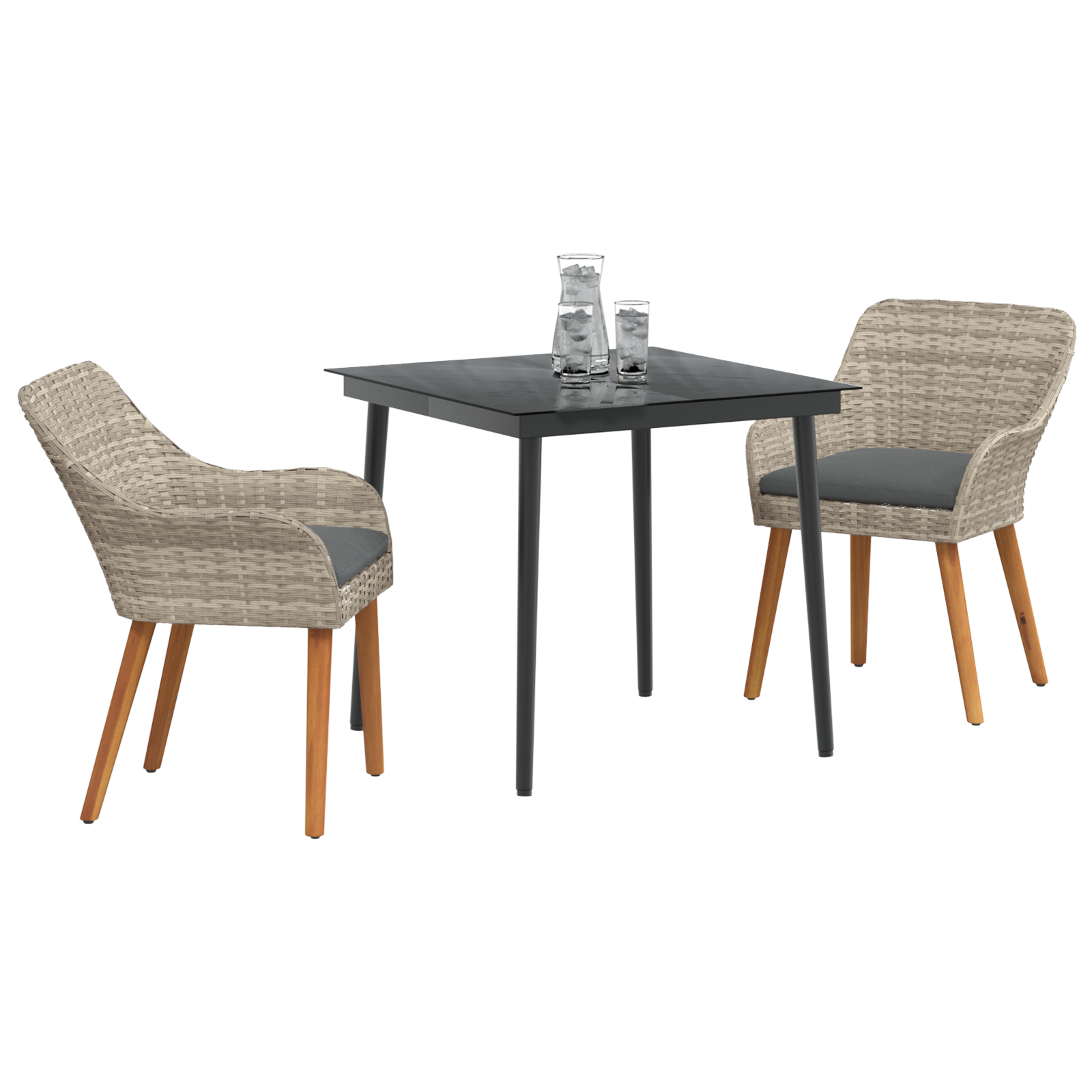 vidaXL Eetkamerset 3 pcs Lichtgrijs Poly riet