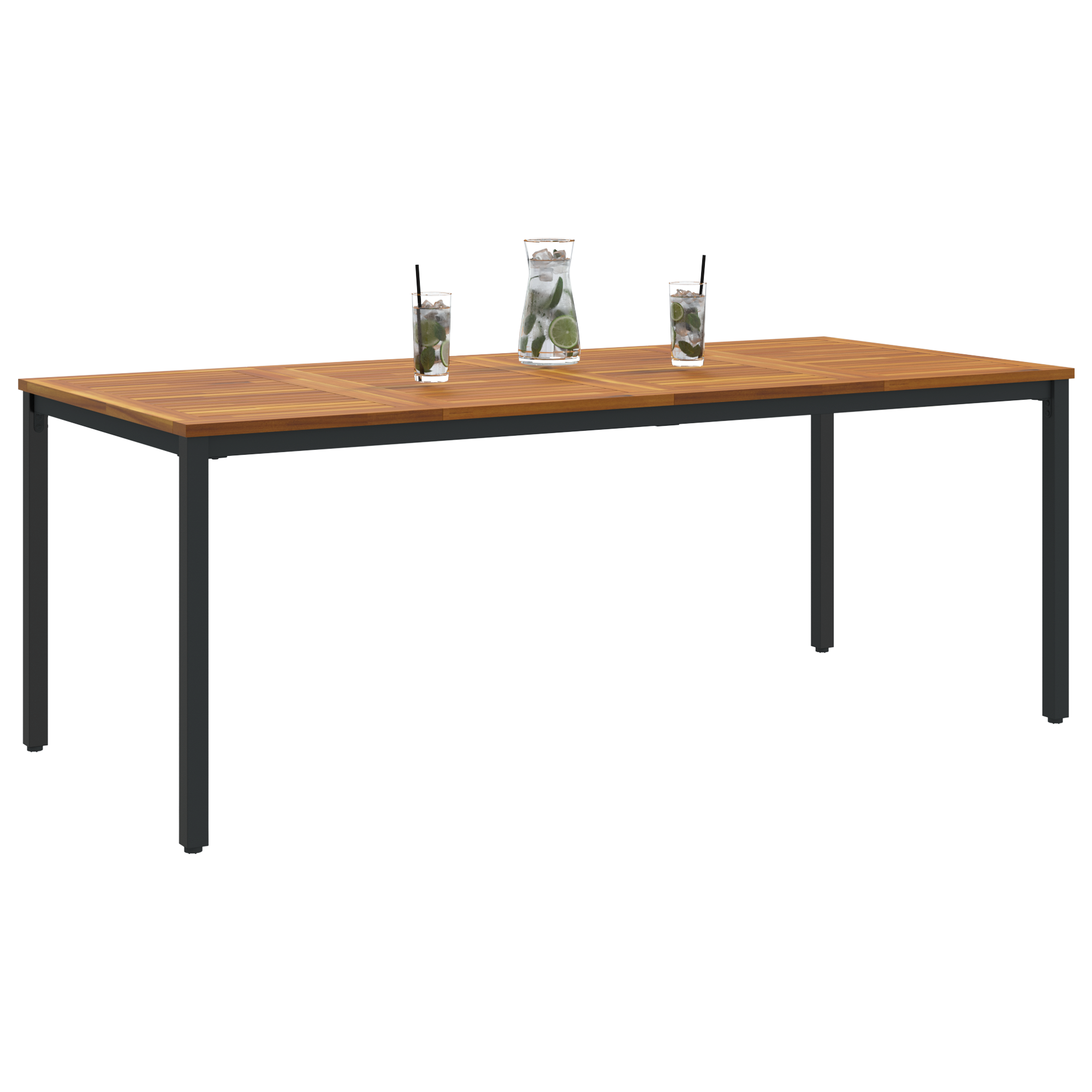 vidaXL Buitentafels Naturel en zwart 200 x 90 x 75 cm