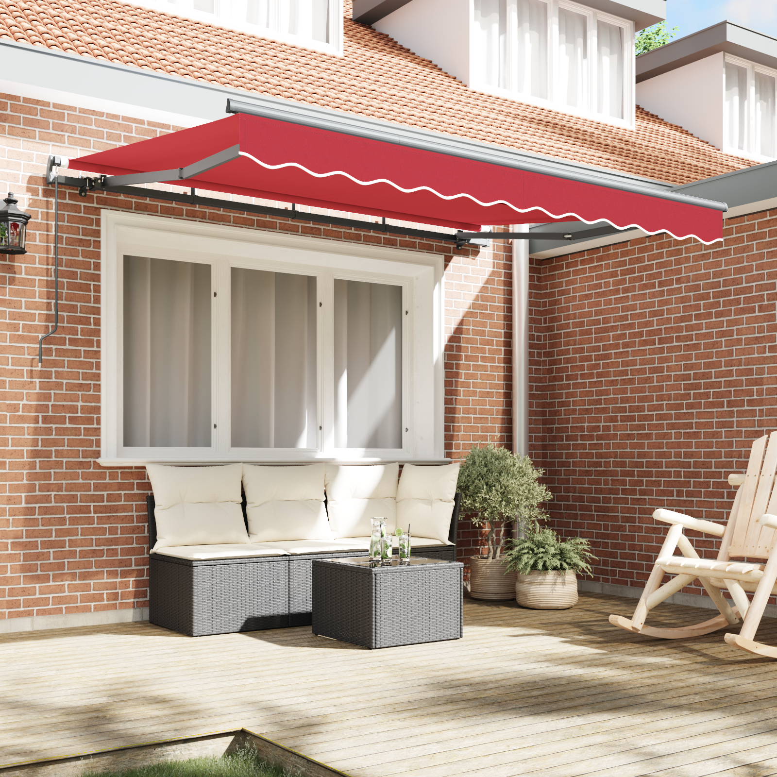 vidaXL Inklapbaar Zonnescherm Rood 350 x 200 cm Polyester, Aluminium