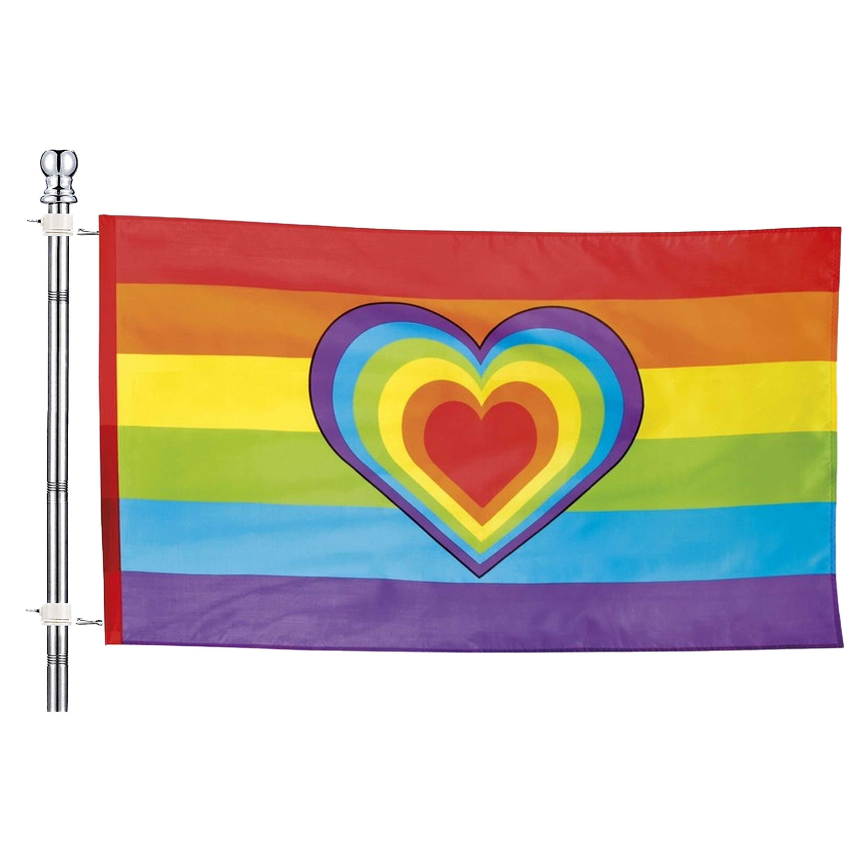 Merkloos Pride vlag met vlaggenstok set - regenboog - 90 x 150 cm - gaypride -