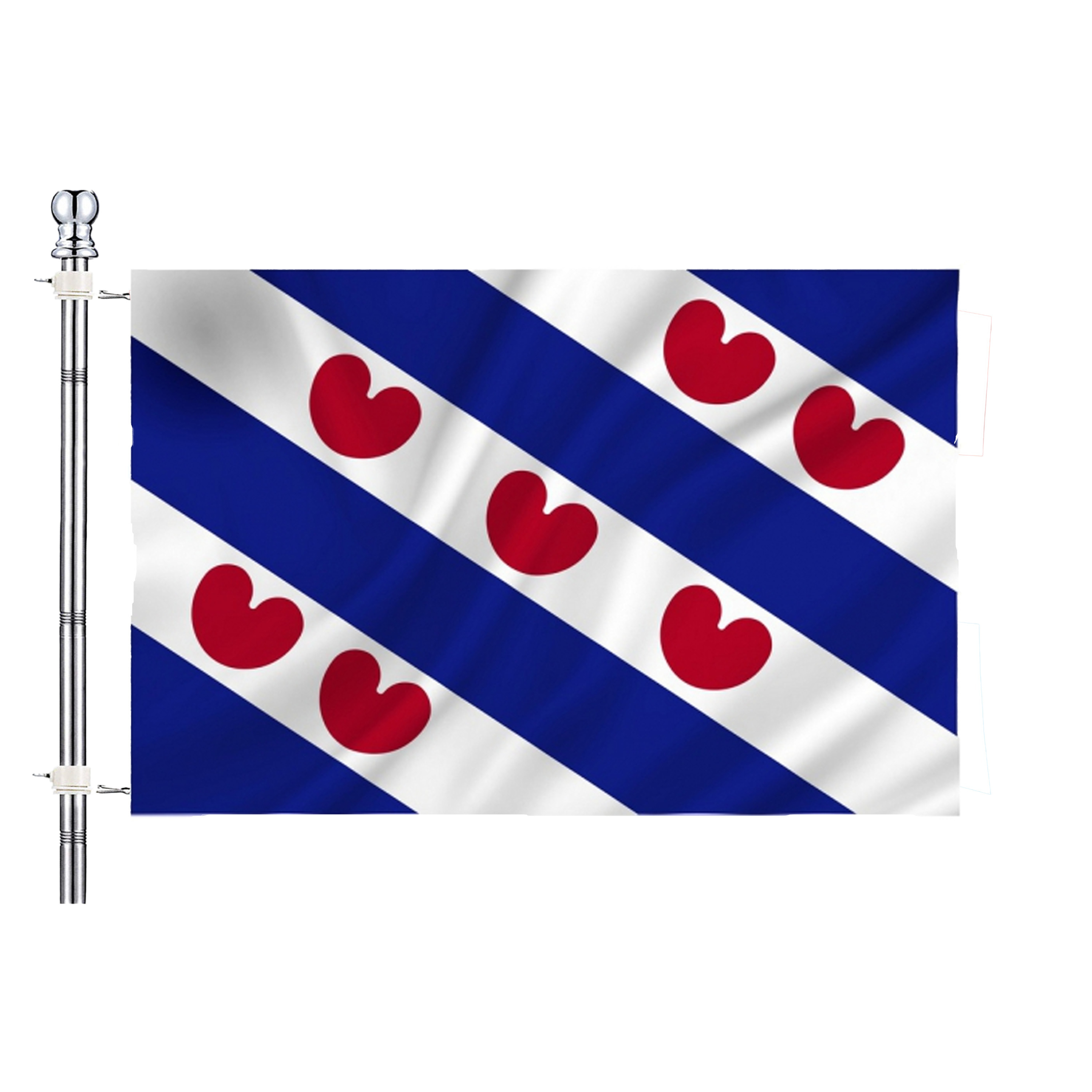 Merkloos Vlag van Friesland met vlaggenstok set - multi - 90 x 150 cm - feest -
