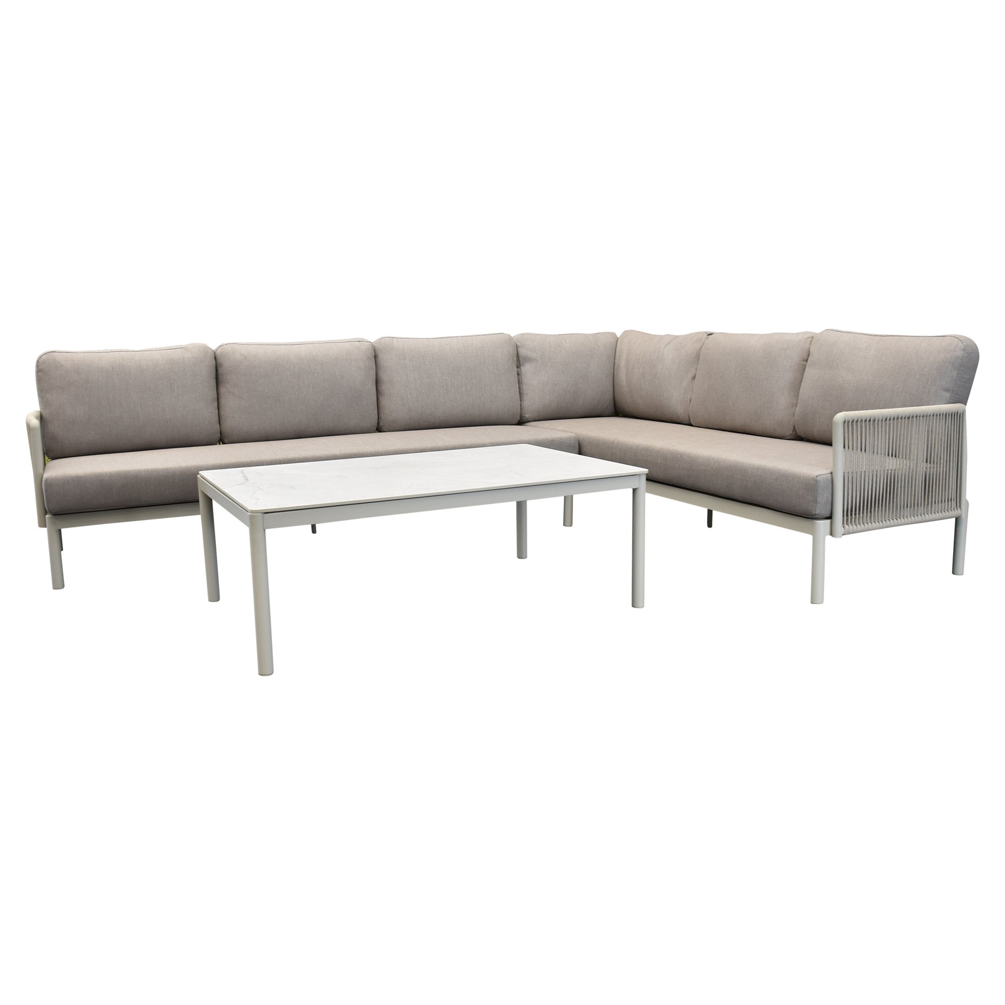 AVH-Collectie Joshua hoek loungeset 3 delig aluminium latte