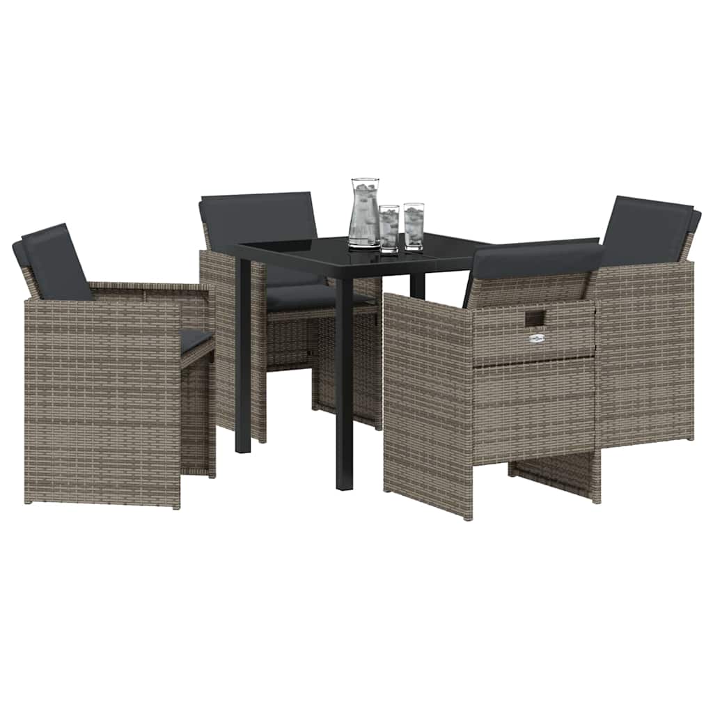 vidaXL Tuin Eetset 5 pcs Grijs poly rattan